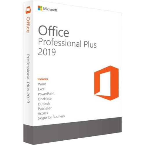 Product afbeelding Microsoft Office Professioneel Plus 2019 Windows, bevat: Word, Powerpoint, Excel, Outlook en Onenote