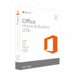 Product afbeelding Office Home en Business 2016 voor MacOS, bevat: Word, Excel, Powerpoint, OneNote, Outlook